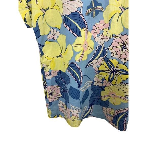 Vtg Blair Women's Shirt Floral Short Sleeve Small Button Up Blue Yellow Tropical - Picture 6 of 9